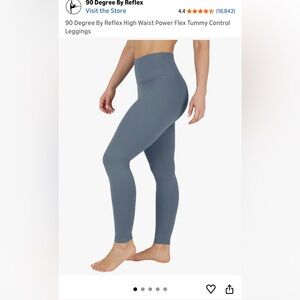 90 Degree By Reflex High Waist Leggings in Blue
